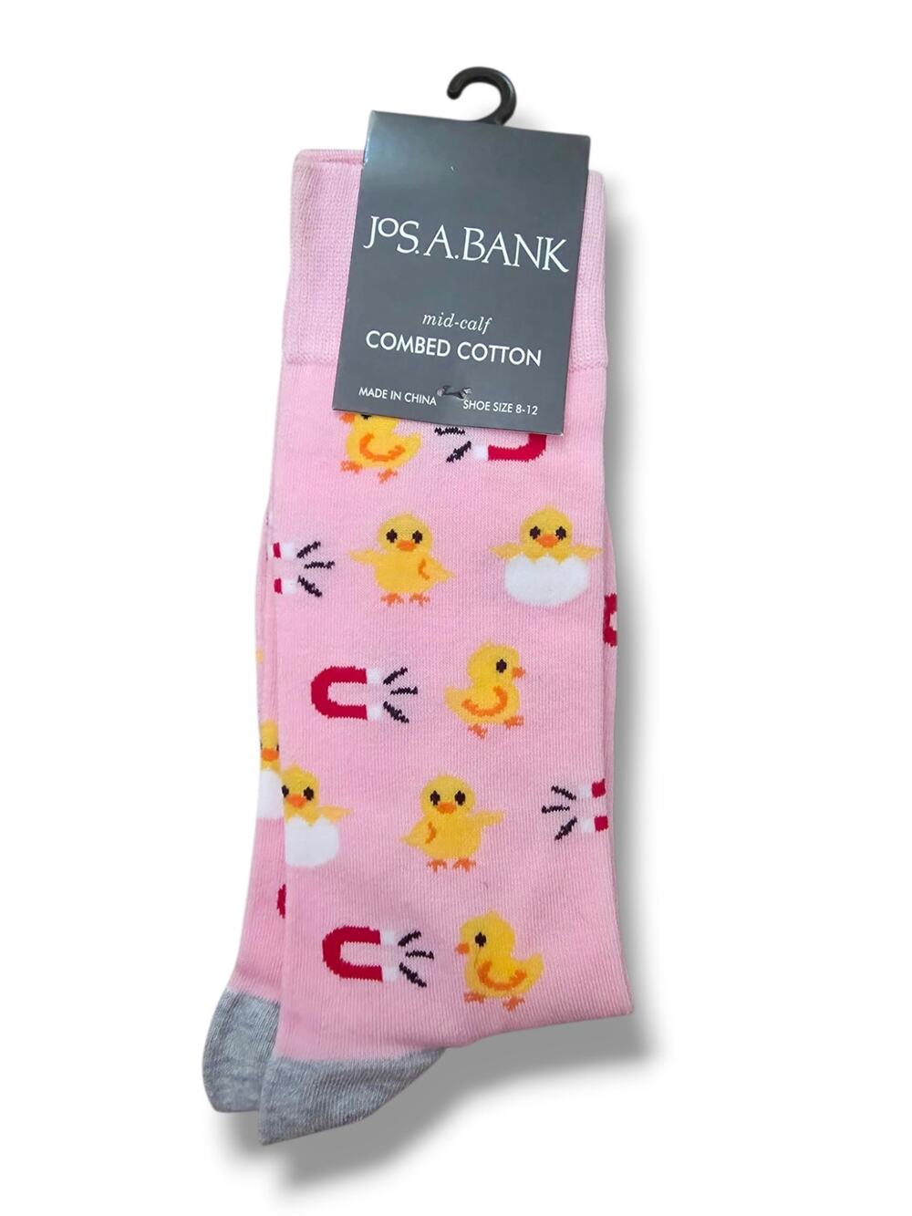 Jos A Bank Chick Magnet Dress Socks Pink Yellow Novelty Mens 8-12